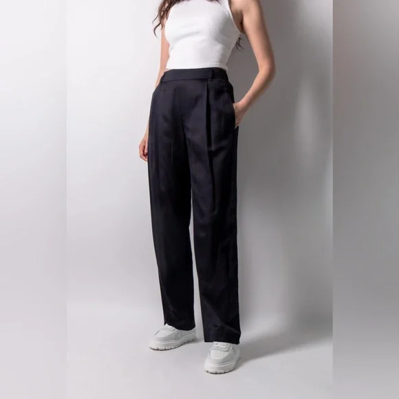 VINCE Silk-Blend High-Waist Pull-On Pants - Picture 1 of 14